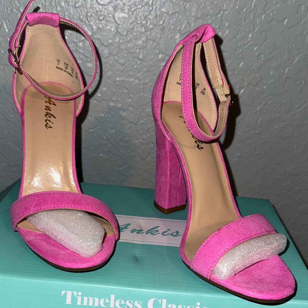 Pink Ankle Strap Heels